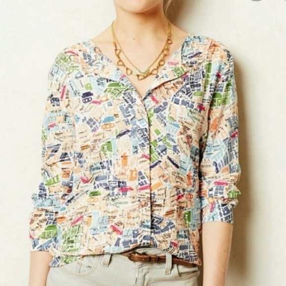 Maeve Tops - Maeve Anthropologie 
Cartography Button Down Blouse